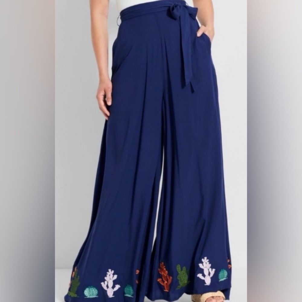 ModCloth x Collectif A Cacti Collaboration wide leg palazzo pants 10 UK/6 NWT